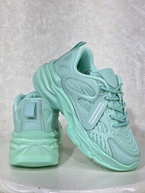 Sophie Rhinestone 3/4" Platform Sneakers in Mint / Pastel Green